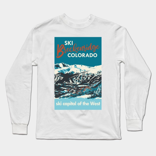 Breckenridge Vintage Ski Poster Long Sleeve T-Shirt by ROEDERcraft